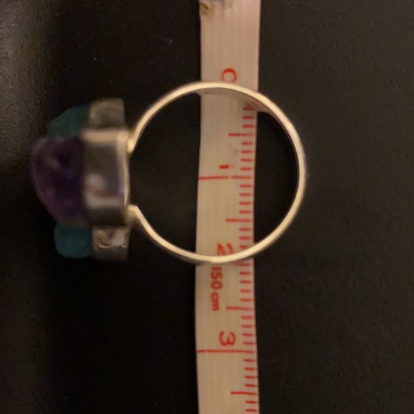 Rough cut amethyst trio, sterling silver setting. - Picture 12 of 15